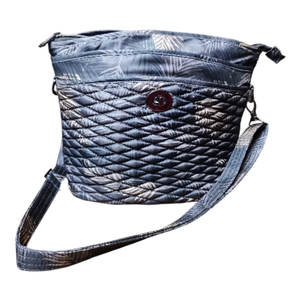 LUG | Quilted Adagio‎ Crossbody Shoulder Bag RFID Grey Beige Tropical Botanical